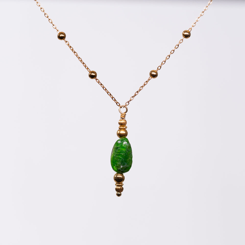 Collier en Diopside Eva - Acier Inoxydable Or