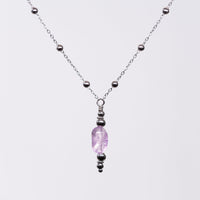Collier en Améthyste - Acier Inoxydable Argent