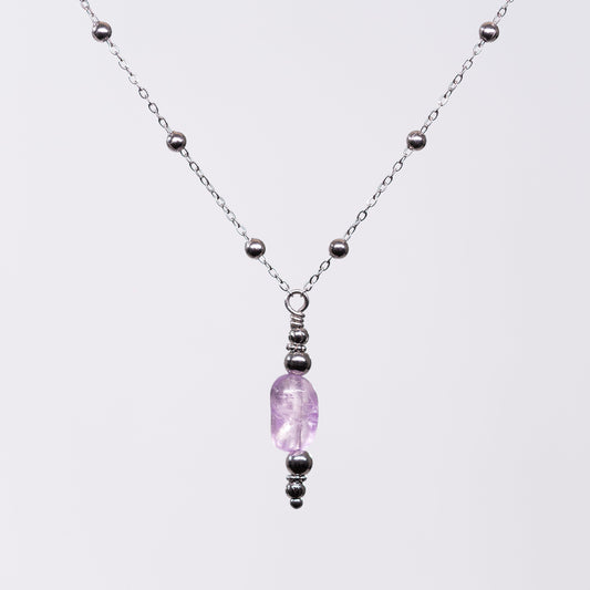 Collier en Améthyste - Acier Inoxydable Argent