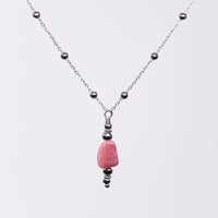 Collier en Tourmaline Rose Eva - Acier Inoxydable Argent
