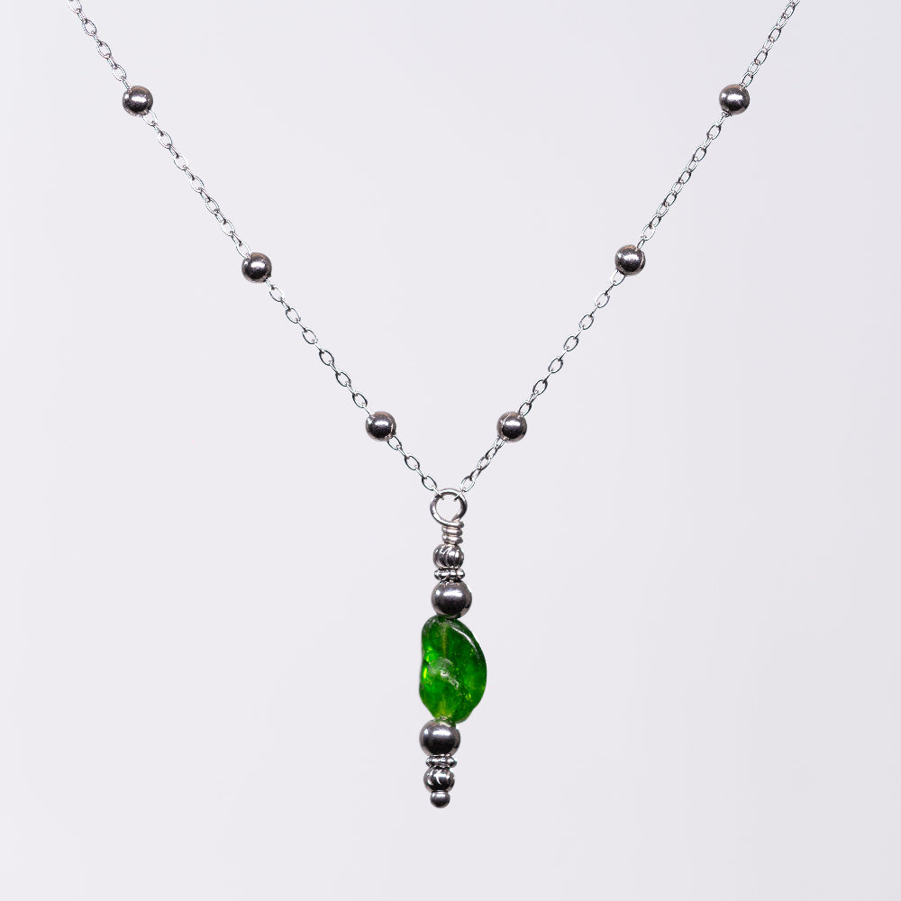 Collier en Diopside Eva - Acier Inoxydable Argent