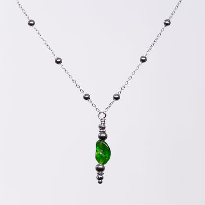Collier en Diopside Eva - Acier Inoxydable Argent