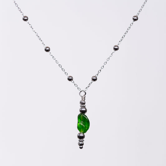 Collier en Diopside Eva - Acier Inoxydable Argent