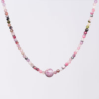 Collier en Tourmaline Rose - Acier inoxydable Argent