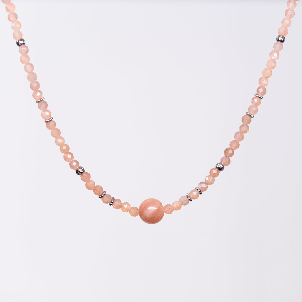 Collier en Pierre du Soleil - Acier inoxydable Argent