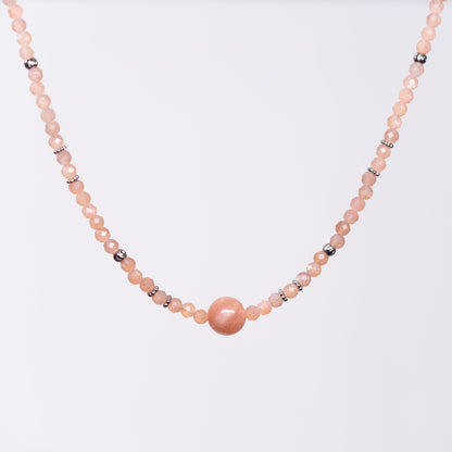 Collier en Pierre du Soleil - Acier inoxydable Argent