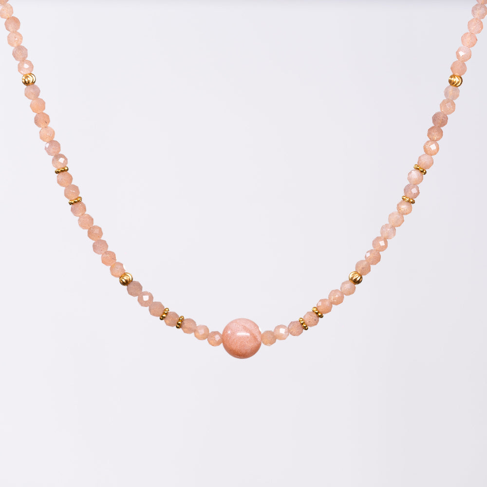 Collier en Pierre du Soleil - Acier inoxydable Or