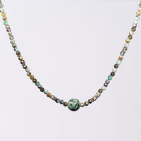Collier en Turquoise Africaine Célia - Acier inoxydable Argent