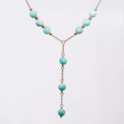 Collier en Amazonite Cassandra - Acier Inoxydable Or