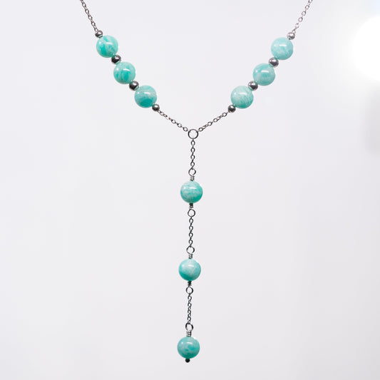 Collier en Amazonite Cassandra - Acier Inoxydable Argent