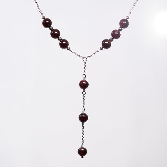 Collier en Grenat Cassandra - Acier Inoxydable Argent