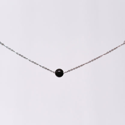 Bracelet tourmaline Noir Séverine - Acier Inoxydable Argent