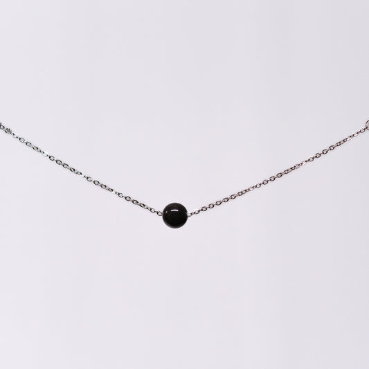 Bracelet tourmaline Noir Séverine - Acier Inoxydable Argent