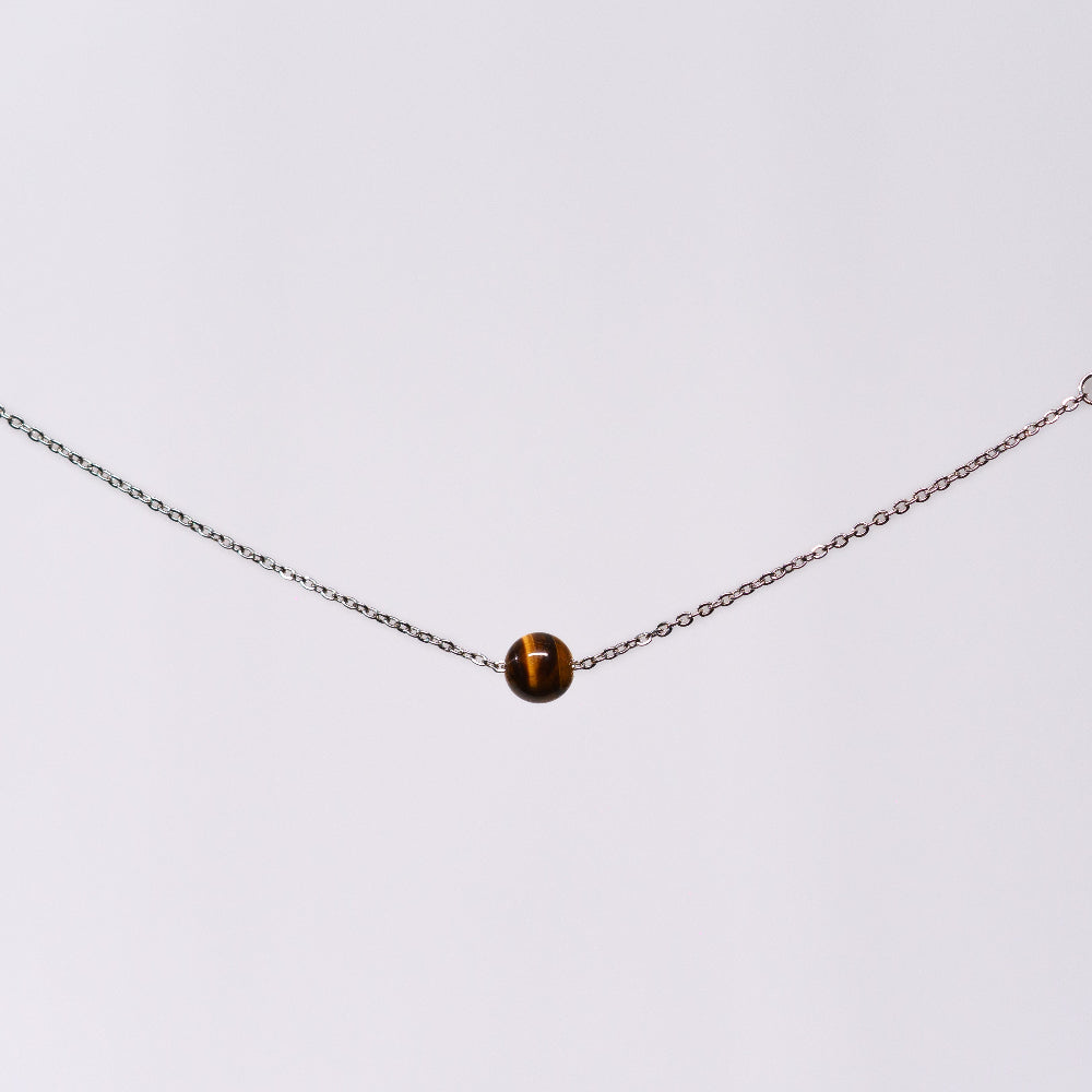 Bracelet Œil de Tigre Séverine - Acier Inoxydable Argent