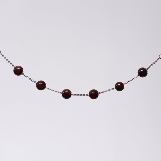 Bracelet Grenat Cassandra - Acier Inoxydable Argent