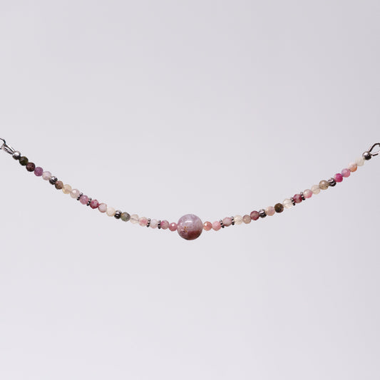Bracelet Tourmaline Rose Célia - Acier Inoxydable Argent