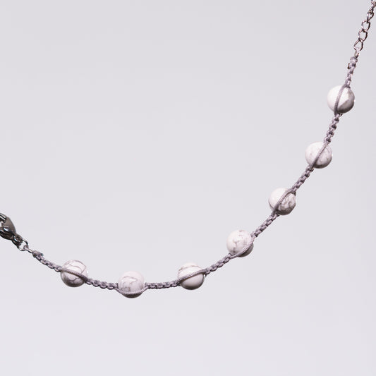 Bracelet Howlite Jérémy - Acier Inoxydable Argent
