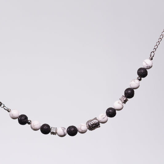Bracelet Howlite Éric - Acier Inoxydable Argent