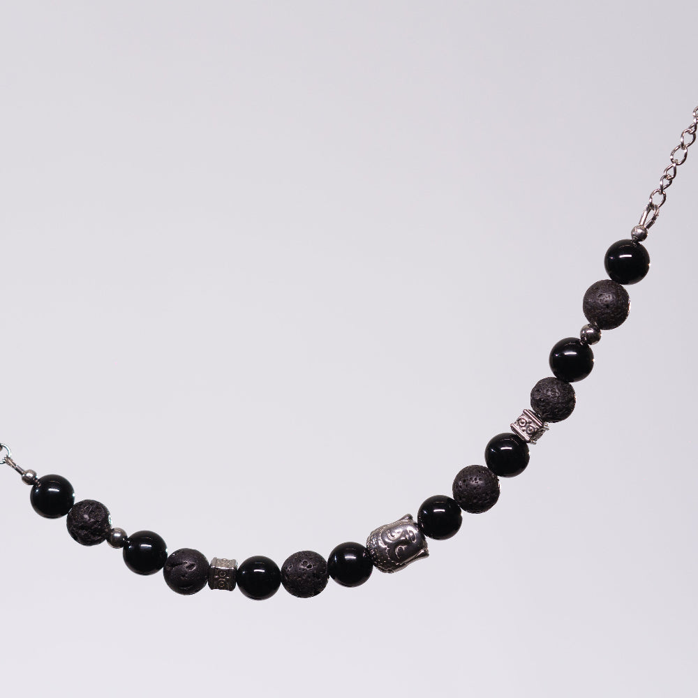 Bracelet Onyx Éric - Acier Inoxydable Argent