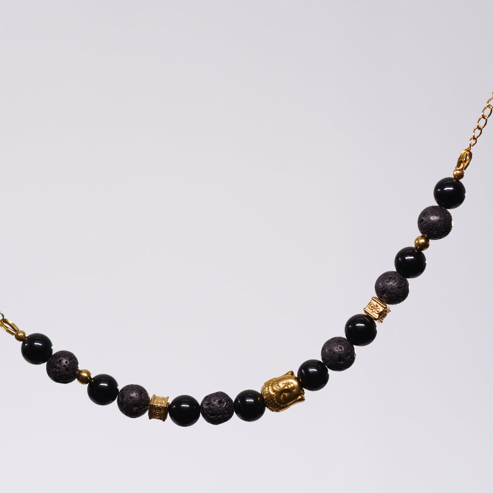 Bracelet Onyx Éric - Acier Inoxydable Or