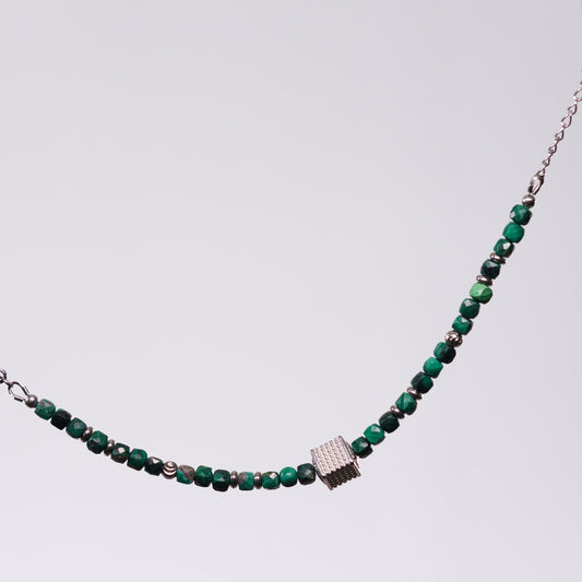 Bracelet Malachite Gabriel - Acier Inoxydable Argent