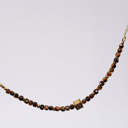 Bracelet Œil de Tigre Gabriel - Acier Inoxydable Or
