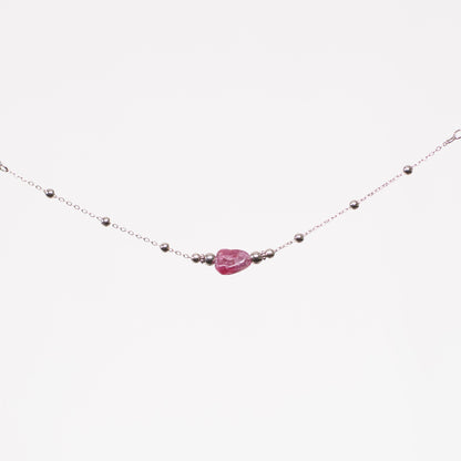 Bracelet Tourmaline Rose Eva - Acier Inoxydable Argent