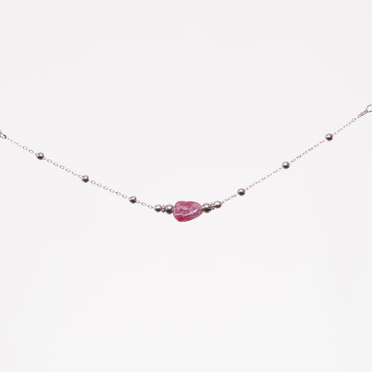 Bracelet Tourmaline Rose Eva - Acier Inoxydable Argent