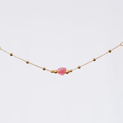 Bracelet Tourmaline Rose Eva - Acier Inoxydable Or