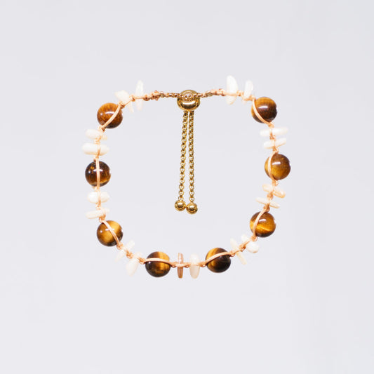 Bracelet Œil de Tigre Cédric - Acier Inoxydable Or