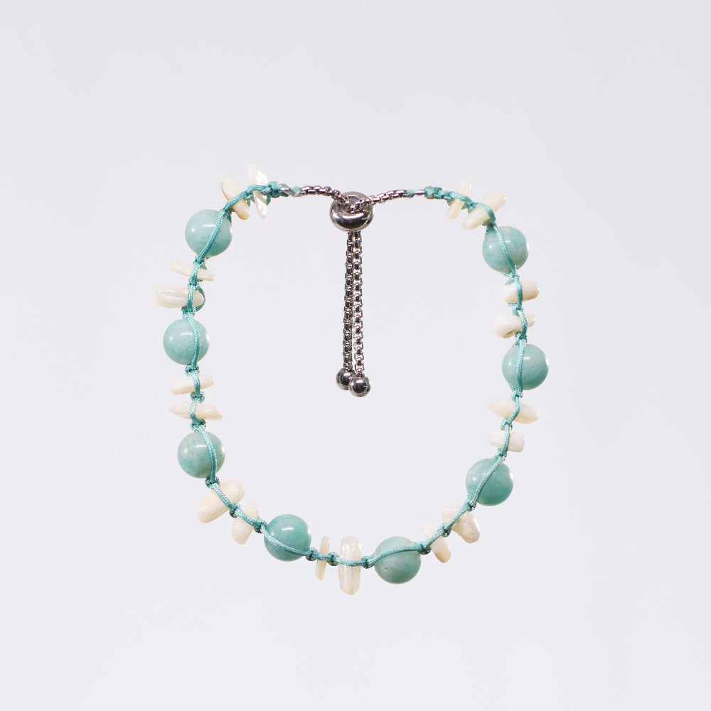 Bracelet Amazonite Cédric - Acier Inoxydable Argent