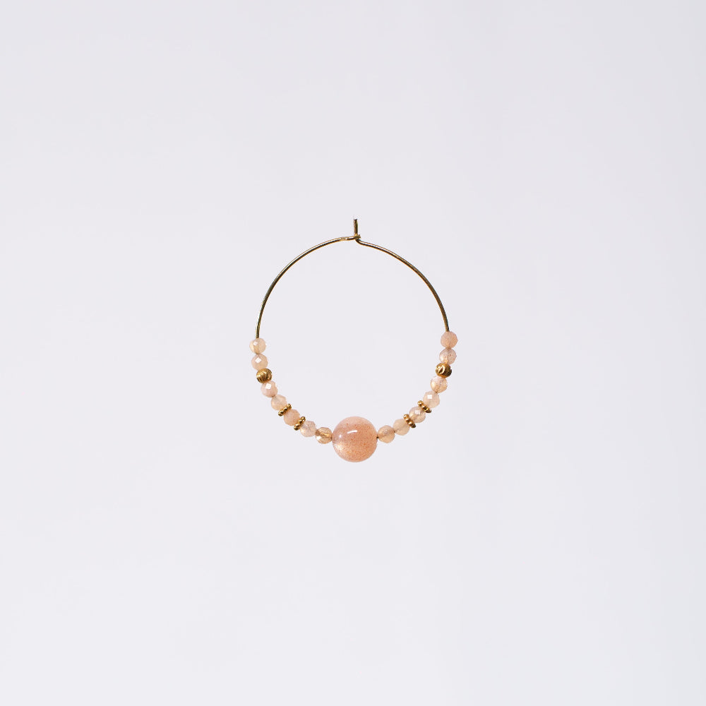 Boucle Oreille Pierre de Lune Célia - Acier Inoxydable Or