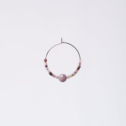 Boucle Oreille Tourmaline Rose Célia - Acier Inoxydable Argent