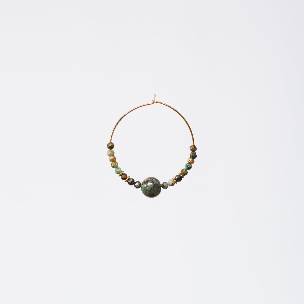 Boucle Oreille Turquoise Africaine Célia - Acier Inoxydable Or