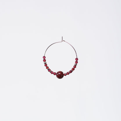 Boucle Oreille Grenat Célia - Acier Inoxydable Argent