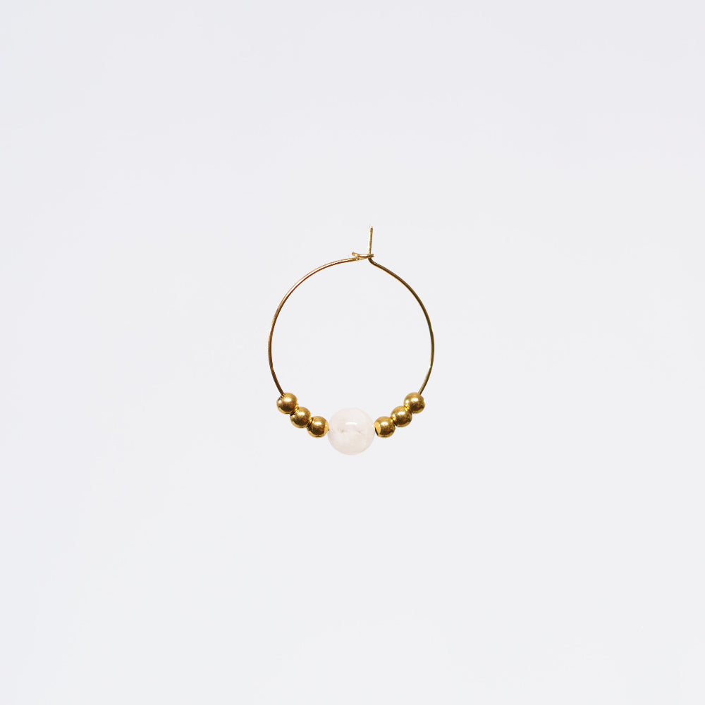 Boucle Oreille Pierre de Lune Cassandra - Acier Inoxydable Or
