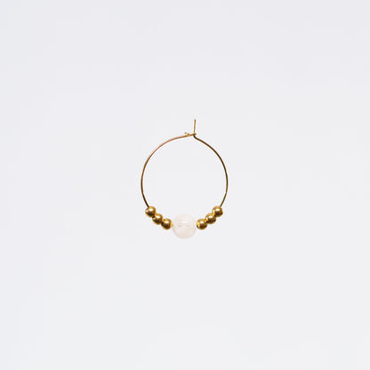 Boucle Oreille Pierre de Lune Cassandra - Acier Inoxydable Or