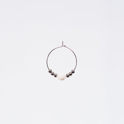 Boucle Oreille Pierre de Lune Cassandra - Acier Inoxydable Argent