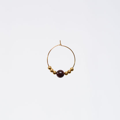 Boucle Oreille Grenat Cassandra - Acier Inoxydable Or