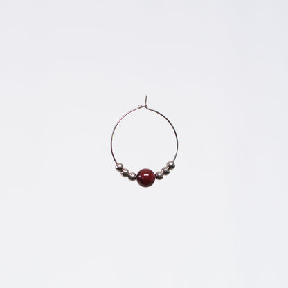 Boucle Oreille Grenat Cassandra - Acier Inoxydable Argent