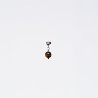 Boucle Oreille Œil de Tigre Séverine - Acier Inoxydable Argent