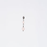 Boucle Oreille Quartz Rose Emma - Acier Inoxydable Argent