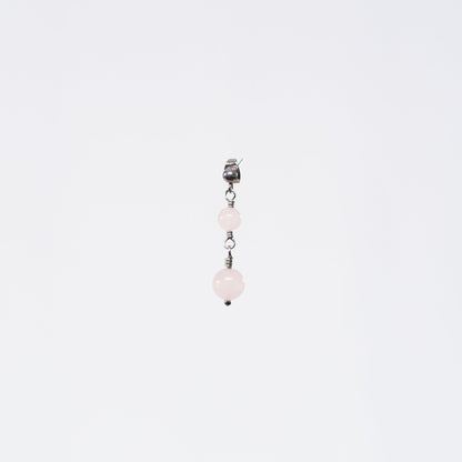 Boucle Oreille Quartz Rose Emma - Acier Inoxydable Argent