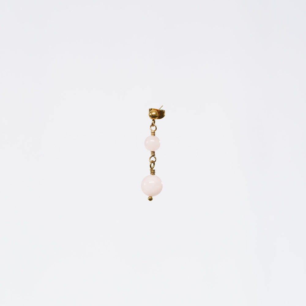 Boucle Oreille Quartz Rose Emma - Acier Inoxydable Or