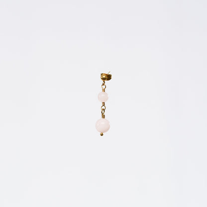 Boucle Oreille Quartz Rose Emma - Acier Inoxydable Or