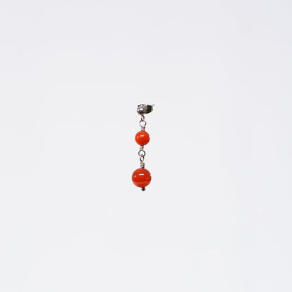 Boucle Oreille Cornaline Emma - Acier Inoxydable Argent