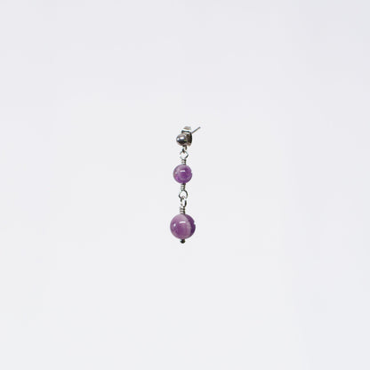 Boucle Oreille Améthyste Emma - Acier Inoxydable Argent