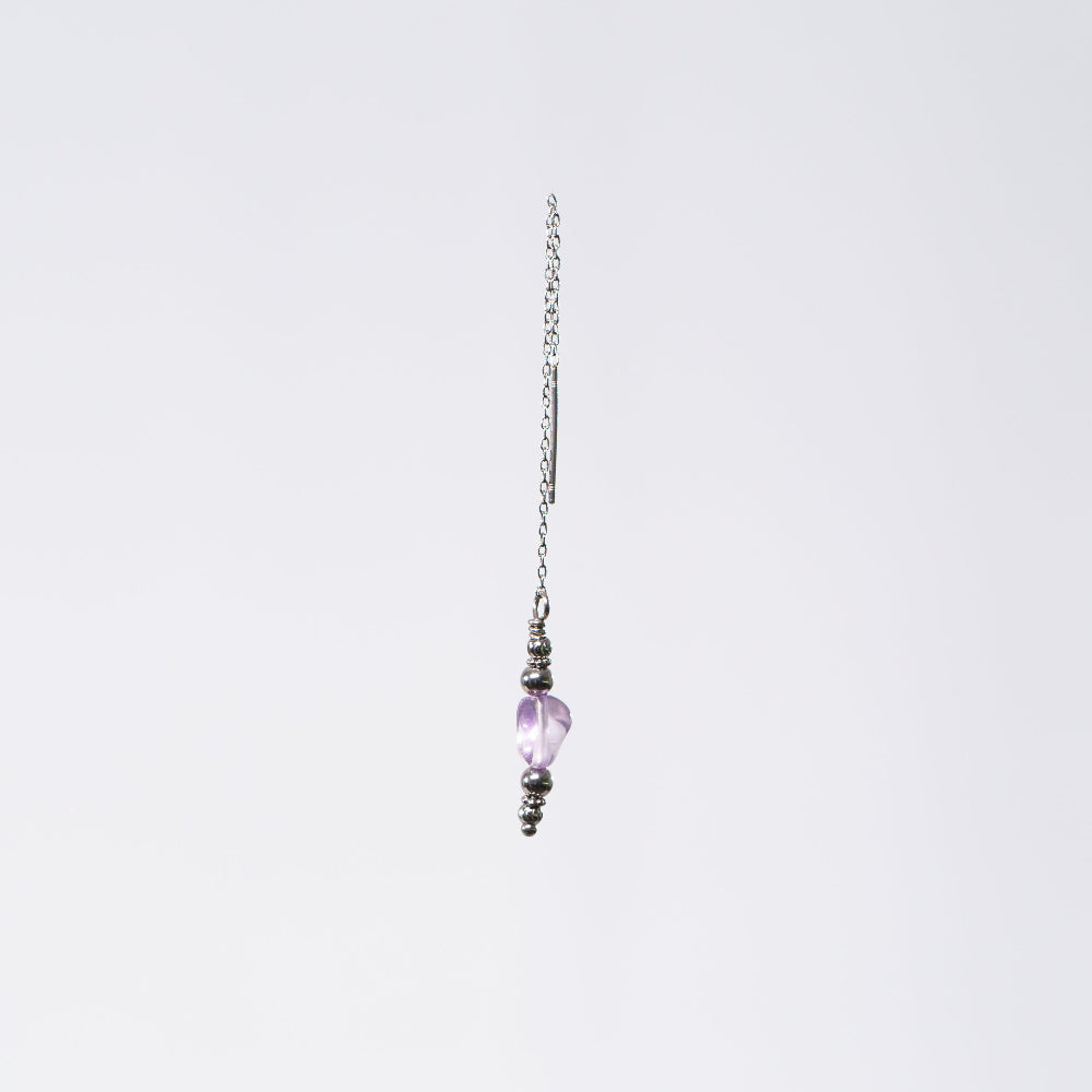 Boucle Oreille Améthyste Eva - Acier Inoxydable Argent