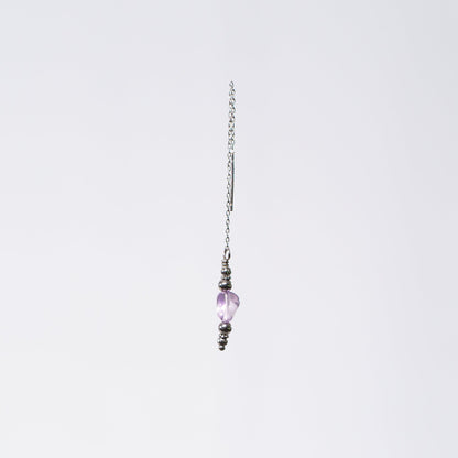 Boucle Oreille Améthyste Eva - Acier Inoxydable Argent